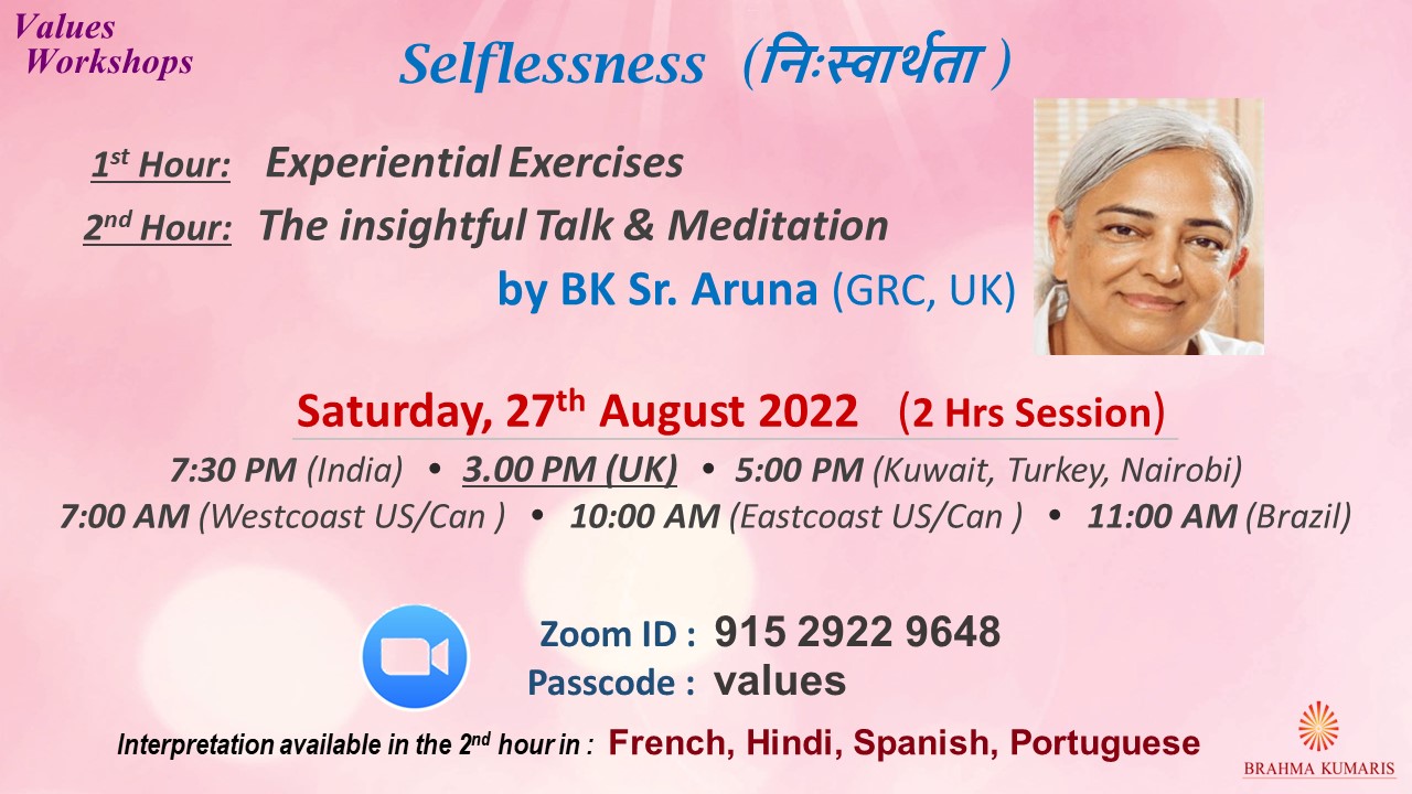 Values for Life Series | Values Workshop | Selflessness
